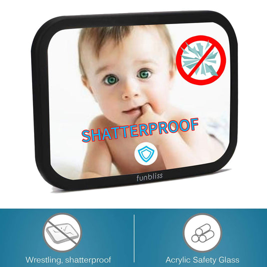 Baby Car Mirror Most Stable Backseat Mirror with Premium Matte Finish,Ultra High Definition PMMA Material, Secure and Shatterproof,Black