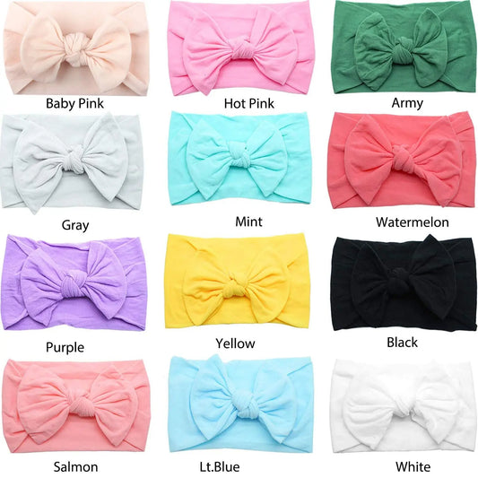 Super Stretchy Soft Knot Headbands with Hair Bows Head Wrap Hair Accessories for Newborn Baby Girls Infant Toddlers Kids