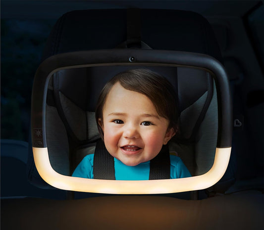 ® Baby Car Mirror, Night Light™ Pivot 360 Baby In-Sight® Adjustable Auto Mirror for Rear Facing Carseats, Black