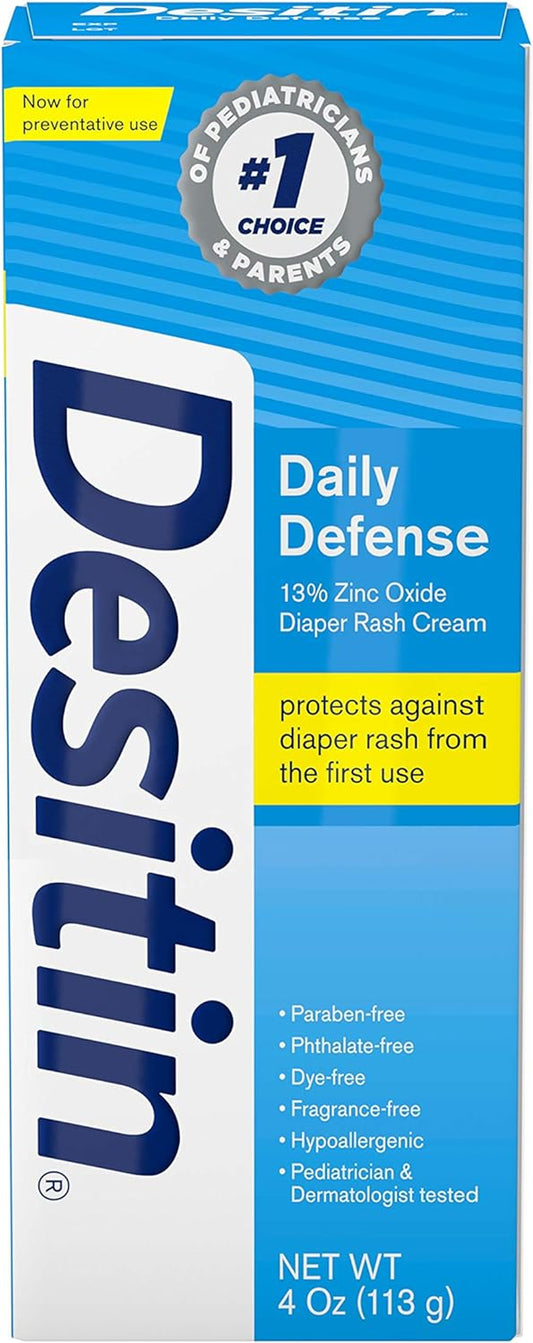 Daily Defense Baby Diaper Rash Cream with Zinc Oxide to Treat, Relieve & Prevent Diaper Rash, Hypoallergenic, Dye-, Phthalate- & Paraben-Free, 4 Oz