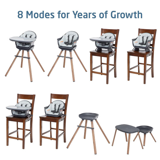 Moa 8-In-1 Highchair, Machine Washable, Compact, Lightweight Design, Essential Graphite