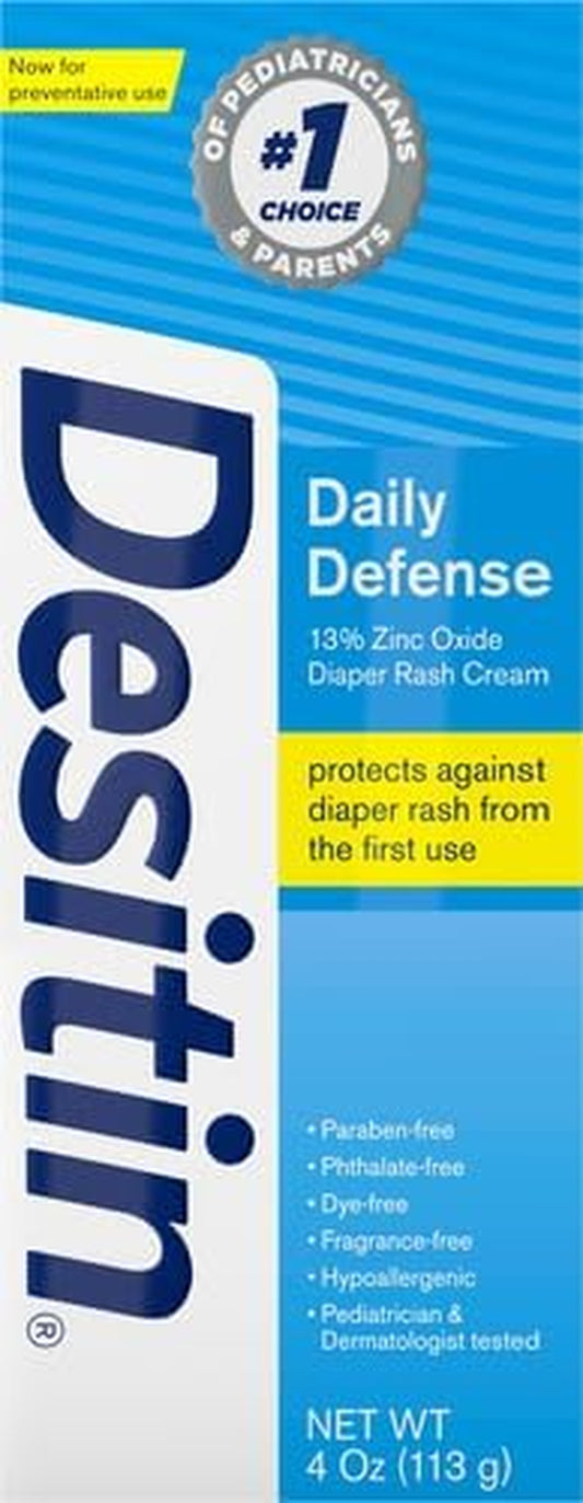 Daily Defense Baby Diaper Rash Cream with Zinc Oxide to Treat, Relieve & Prevent Diaper Rash, Hypoallergenic, Dye-, Phthalate- & Paraben-Free, 4 Oz